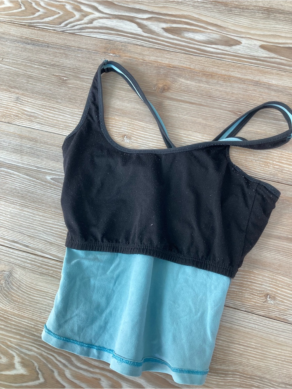 Athletic Sports Bra Tank Light Blue with Black Trim Shelf Bras Size S - Picture 3 of 3